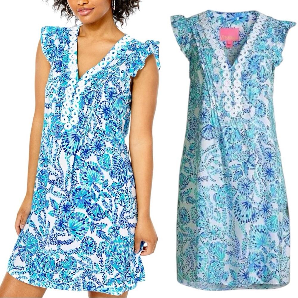 Lilly Pulitzer Joan Tunic Dress Preppy In Turquoise Shell Me You Love Me Small